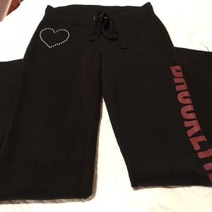 Rue21 Black Wide Leg Pants with Heart Detail